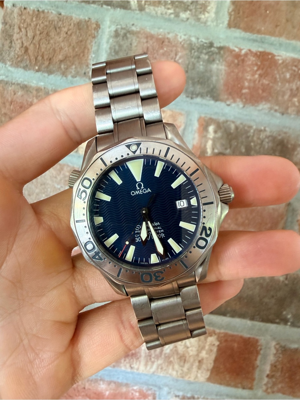 Omega Blue Dial Titanium Divers Watch